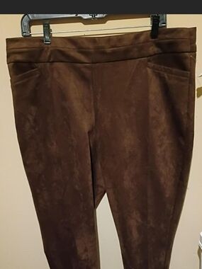 Zac & Rachel Chocolate Brown Faux-Suede Skinny Pants
